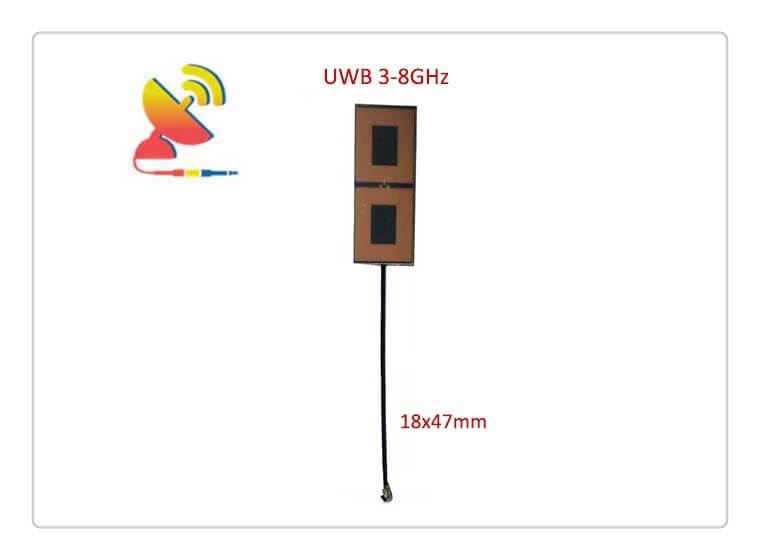 C&T RF Antennas Inc -47x18mm UWB Chip Antenna 3GHz to 8GHz PCB Antenna Design - C&T RF Antennas Inc